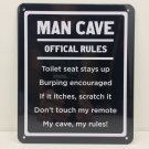 Man Cave Official Rules 6" x 7" Metal Sign Funny Dad Fathers Day