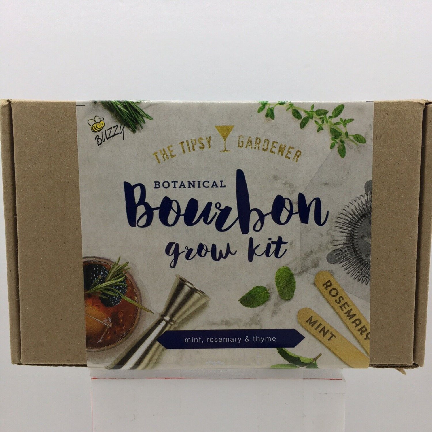 Tipsy Gardener Bourbon Grow Kit Botanical Mint Rosemary Thyme Gift Fathers Day