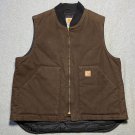 Carhart Dark Brown Sandstone Duck Arctic Vest Size L Quilted Liner V02DKB