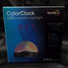 Tzumi LED Color Clock Projection Nightlight Battery Operated