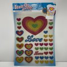 Iron On Glitter Rainbow Hearts Love 40 Piece Valentines Retro Heart Cute Craft