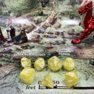 Dungeons and Dragons Set of 7 Yellow Marble Dice RPG Warhammer Pathfinder MTG