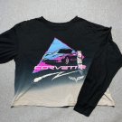 GM Chevrolet Corvette Retro 80's C6 Womens Long Sleeve Crop Top L Automotive