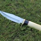 HAND MADE J2 STEEL HAND FORGED BRASS GUARD WITH FILE WORK AND BONE HANDLE