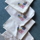 Vintage Womens White Floral Painted Cloth Napkins Set Size 14.5" X 13" Lot Of 4