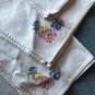 Vintage Womens White Floral Painted Cloth Napkins Set Size 14.5" X 13" Lot Of 4