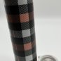 Asobu Red Orange Plaid Skinny Mini Double Walled Stainless Travel Flask Bottle