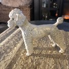 Porcelain Poodle White Goebel West Germany 8" Wide Blue Grey White RARE