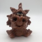 Signed Red Clay Pottery USA Folk Art Dragon Figurine Incense Burner Smoker 6”