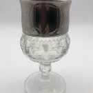 Vtg Indiana Glass Silver-Platinum Flashed King Crown 5.75” Tall Goblet Stemware