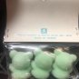 Vintage 3 New in Package Mini Flocked Green Teddy Bears with Yellow Bows