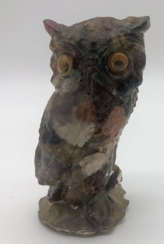 VINTAGE ACRYLIC VOMIT OWL FIGURINE WITH GOOGLE EYES 3.5&acirc;��