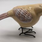 Ceramic Bird with Metal Legs, Bird Sculpture Decor, Pastel Yellow Feathers