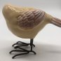 Ceramic Bird with Metal Legs, Bird Sculpture Decor, Pastel Yellow Feathers