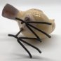 Ceramic Bird with Metal Legs, Bird Sculpture Decor, Pastel Yellow Feathers