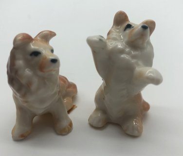 Collie Dog Figurine Sitting Up Ears Up Ceramic Hand Painted Made In Japan CUTE