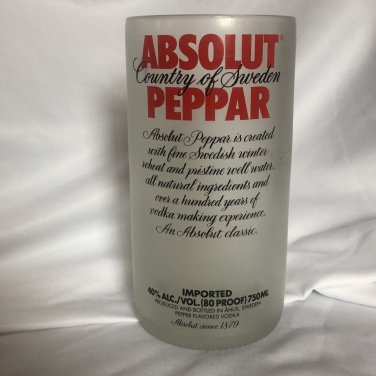 Absolut Peppar Clear Glass Handmade Matte Round Shape Vodka Vase Jar 750 ML.