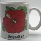 Vintage Orlando Florida Cup Mug Hibiscus Flower Made In Japan