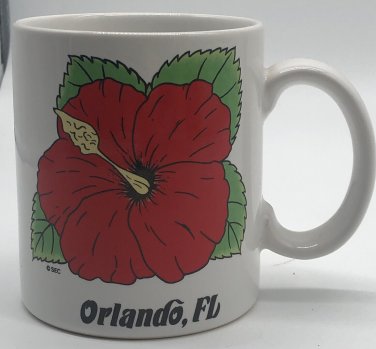 Vintage Orlando Florida Cup Mug Hibiscus Flower Made In Japan