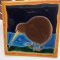 VINTAGE A TE HUIA GLAZED DECORATIVE TILE FROM NEW ZEALAND WITH KIWI BIRD 6&acirc;��