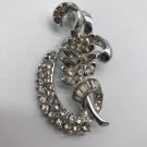 Vintage 1950 Style Crystal Clear Rhinestone Silver Spray Pin Brooch 2”