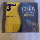 Sony CD-RW650 Multi Speed, 1X, 2X, 4X - 650MB 3 PACK FACTORY SEALED NEW