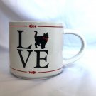 John Bartlett Art Deco White Ceramic Cat Love Round Shape Coffee Mug