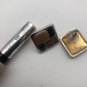 Vintage Square Marbled Enamel Earrings Black Navy Tan Beige Silver Trim