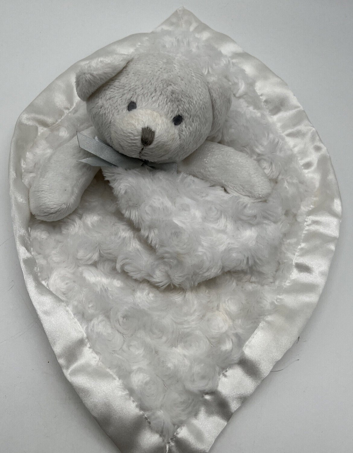 12" Blankets and Beyond Plush Security Baby Lovey White Teddy Bear Swirls