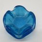 Two Cobalt Blue Hand Blown Swung Glass Nesting Ashtrays Trinket Bowls Vintage