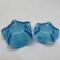 Two Cobalt Blue Hand Blown Swung Glass Nesting Ashtrays Trinket Bowls Vintage