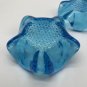 Two Cobalt Blue Hand Blown Swung Glass Nesting Ashtrays Trinket Bowls Vintage