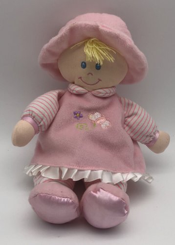 Kids Preferred Baby Doll Soft Plush Pink Stripe Hat Butterfly Blonde Satin Feet