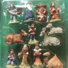 Vintage 12 piece Resin Nativity Scene .75-1.125" with hangars Christmas NIB