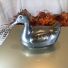 Vintage Large Pewter and Brass Duck Trinket Box Made In Hong Kong