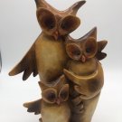 Brown Orange Owl Family Wall Decor Resin Statue 11”
