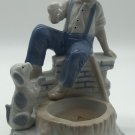 VINTAGE COLONIAL CANDLE PORCELAIN CERAMIC BOY WITH DOG FIGURINE CANDLE JAPAN