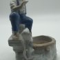 VINTAGE COLONIAL CANDLE PORCELAIN CERAMIC BOY WITH DOG FIGURINE CANDLE JAPAN