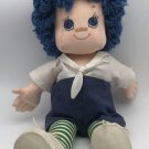 Handmade Sewn Fabric Doll Cloth Body Yarn Blue Hair 18” Plush Stuffed Toy Shoes