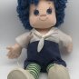 Handmade Sewn Fabric Doll Cloth Body Yarn Blue Hair 18&acirc;�� Plush Stuffed Toy Shoes