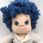 Handmade Sewn Fabric Doll Cloth Body Yarn Blue Hair 18â Plush Stuffed Toy Shoes