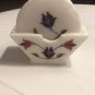 White Round Marble Set of Coasters Lapis Lazuli Inlay Occasional Decor NOTE