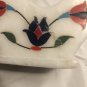 White Round Marble Set of Coasters Lapis Lazuli Inlay Occasional Decor NOTE