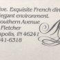 Mon Reve French Dining Park Fletcher 1970 Indianapolis, Indiana Postcard Vintage