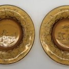 VINTAGE TIARA INDIANA AMBER GLASS CHILDREN'S NURSERY RHYME PLATES (2) 6 1/2”