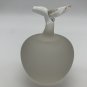 Frosted Glass Apple with Clear Glass Stem and Leaf Paperweight