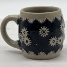 Vintage Cobalt Blue Handmade Mini Mug With 3D Gear Design Great Condition 2.5”