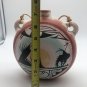 Dineh Navajo Tribe Pottery Mauve Beige Mountains Canteen Vase Signed 7.5&acirc;��