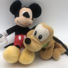 Walt Disney World Mickey & Pluto Plush 8” Stuffed Toys CLEAN