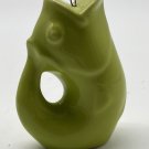 Green Ceramic Gurgle Pot Mini Fish Ornament 3”